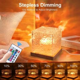 RGB 16-Color Plug-In Water Ripple Ambient Light Rotating Table Lamp Night Light for Bedroom Living Room Lighting Decoration