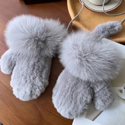 Real Rex Rabbit Fur Gloves For Women Winter Plush Thickened Warm Real Fur Gloves Handmade Knitted Fur Gloves Keep Warm Mittens