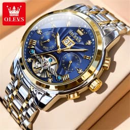 OLEVS 9910 Brand Original Authentic Watches for Man Luxury Gift Box Steel Belt Multifunctional Tourbillon Mechanical Men's Watch