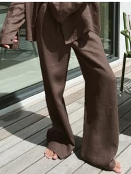 Slack Linen Wide-leg Pants Summer Loose Versatile Drawstring Straight White Casual Trousers Korean Fashion