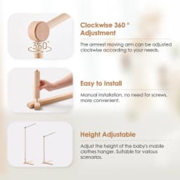 Wooden Mobile Bracket 0-12 Months Toy Crib Bell Floor Stand Newborn Crib Bell Hanging Stand Baby Crib Bell Stand Baby Rattle Toy