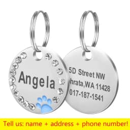 Stainless Steel Engraved Pet Name Collar Pendant ID Tags Personalized Anti-lost Engraved Diamond Pendant Necklace For Cat Dog ID