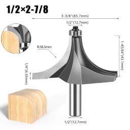 1pc 1/4" 1/2" Shank Woodworking Round Router Bit Woodworking Milling Cutter Slotting Tool Trimming Machine Router Bit