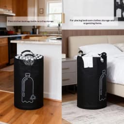 Large Capacity Empty Bottle Storage Basket With Aluminum Handle 82L Wastewater Bottle Collector Bag Folding Recycling Bin