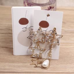 50Pcs 5x9cm White Paper Print Girl Pattern Earring Card Glasses /Brown Face Girl People Jewelry Display Packaging Cards Tags