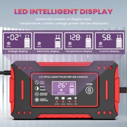 Charger Car and Motorcycle Battery Charging Unit Lead-Acid Battery Repair LCD Display 6A 12V Intelligent Car Battery