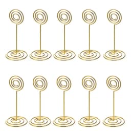 10pcs Gold Swirl Wedding Table Number Name Place Cards Holders Stands Note Menu Clip for Wedding Party Event Banquet Decorations