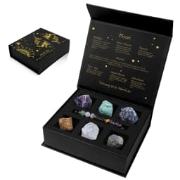 12 Constellation Zodiac Sign Gift Box Lapis Lazuli Amethysts Rope Bracelet With Irregular Raw Stone Libra Leo Birthday Jewelry