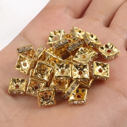 50pcs Square Rhinestone Crystal Spacer Beads 6 8mm Silver Plated Rondelle Loose Beads for DIY Bracelets Jewelry Making Crafts