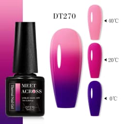 MEET ACROSS 7ml Glitter Sequins Thermal Gel Nail Polish 3 Layers Temperature Color Changing Semi Permanent UV Gel Varnish Nails