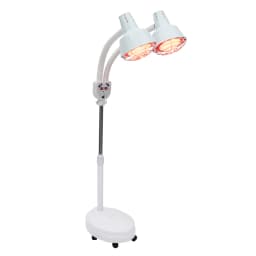 Red Light Lamp Dual Head 275W 0-115℃ Infrared Pedestal Lamp with 4 Wheels Infrared Heating Lamp for Beauty Salon Salon Home