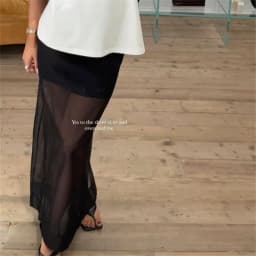 Y2K Grunge Sheer Mesh Midi Skirt Transparent See-Through Trimmed Hem Edgy Layering Skirt for Streetwear Music Festival Outfits