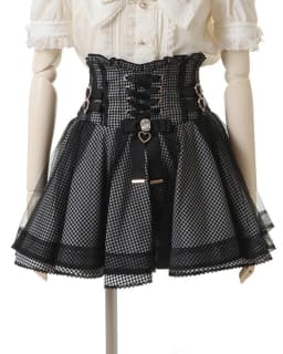 Japanese Liz New Summer Lace Edge Leather Ring High Waist Pleated Skirt Ribbon Bow All-match Short Skirts Big Bow Lolita Blouses