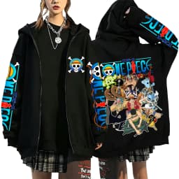One Piece Luffy Zoro Sanji All Characters 2026 New Japanese Anime Fashion Y2K Casual Sportswear Men's Couple Style Zip Up Hoodie