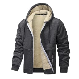 Blue Fleece-Lined Hoodie Jacket for Men - Warm, Comfortable, Casual Style Male Coat. Size M-5XL 6XL