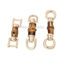 5-20-100 pieces 3 styles Real bamboo hanger connects handbags hand pull double round head bamboo buckles decoration