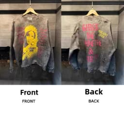 Washed Heavy Duty Spray Dirty Vintage Large Size round Neck Sweatshirt Trendy Casual Loose Fit Long Sleeve Printed Streetwear