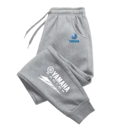 Yamaha logo letter printed multifunctional drawstring casual pants for men, loose straight leg sports pants