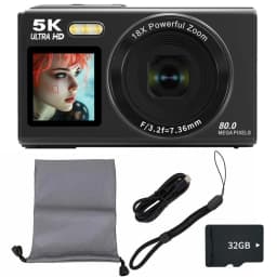 Ourlife Digital Camera 5K 80MP 18X Digital Zoom Dual IPS Screen Camera WIFI Cam Vintage Vlog Video Recorder for Photography