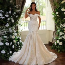Customized Off The Shoulder Tulle Wedding Dresses for Bride Mermaid Laces Applique Boho A Line Bridal Gowns with Train