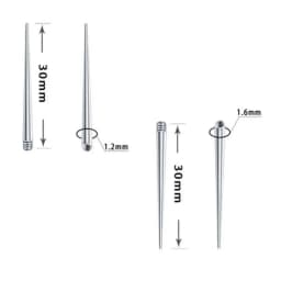 2PCS Internal & External Thread Steel Body Piercing Kit 14G (1.6mm) & 16G (1.2mm) Eyebrow Lip Ear Tongue Needle Tool