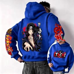 Naruto Uchiha Itachi 2026 Spring and Autumn New Cartoon Anime Harajuku Y2K Street Fashion Couple Hooded Sweatshirt