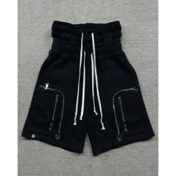 Summer new style drawstring double-ended pants American retro washed personalized printed casual shorts trendy retro loose pants