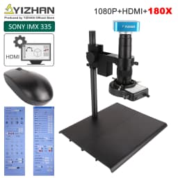YIZHAN 60MP 48MP 4K USB HDMI VGA Digital Video Monocular Microscope Camera Continus Zoom 180X 215x Soldering Phone Repair Tools
