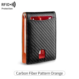 Men Slim Double Fold Wallet RFID Protection Credit Card Holder Portable Leather Card Case Minimalist Men's Money Clip