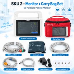 Resoxy E5 Multi Parameter Patient Monitor ECG SpO2 NIBP RESP TEMP Vital Signs Monitor 5 Inch Touch Screen Portable Device