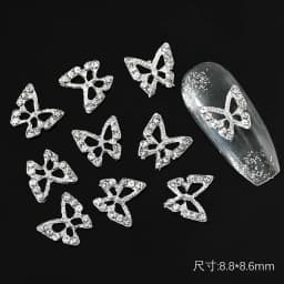 10Pcs 3D Crystal Butterfly Nail Charms Hollow Shape with Rhinestones for DIY Nail Art Decorations 8*8.5mm Shiny Butterfly Gems 9