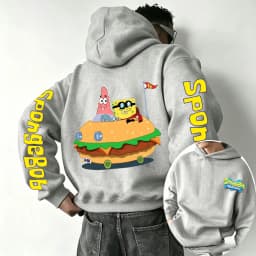 Burger SpongeBob SquarePants and Patrick Star Cartoon Anime 2026 Spring and Autumn Men's and Women's Fashion Sports Hoodies
