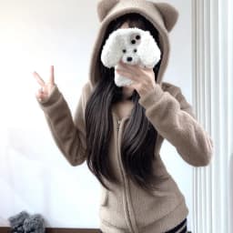 Cute Bear Ear Hooded Warm Plush Jacket for Women Autumn Winter Slim Fit Thick Outerwear Woman Casual Solid Zipper Sweatshirt