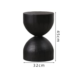 Wabi-Sabi Charred Wood Side Table Handcrafted Tree Stump Stool with Natural Texture Bedside Coffee Table for Home Decor