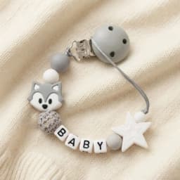 Personalized Fox Pacifier Clip BPA Free Food Grade Silicone Star Teether Holder Custom Name Handmade Dummy Chain Baby Gift