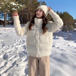 Korean Polka Dot Knit Patchwork Corduroy Cotton Jacket for Women Winter Sweet Thick Puffer Jackets Woman Stand Collar Y2K Parkas