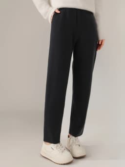 Women's Wool Pencil Pants Autumn Winter Office Lady Style Threaded Elastic Waist Trousers 100% Merino Wool Knitted Thicken Pants
