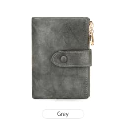 Retro Wallet Women's Short Three Fold Large Capacity Double Zipper ID Credit Card Holder Minimalist Solid Color Lady Coin Purse