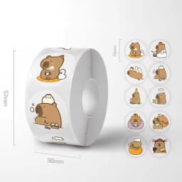 500Pcs Capybara Stickers Roll 1'' Cute Animal Stickers for Kids Stickers,Teacher Reward Supplies Colorful Stickers for Classroom