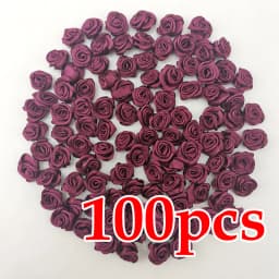 (100 Pcs/pack) 10*10mm Mini Fresh Pink Ribbon Flowers Small Size Satin Ribbon Artificial Flower Craft Festive Party Decoration