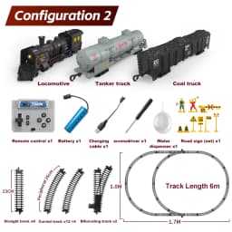 1:87 RC Steam Train 2.4G Simulation Remote Control Spray Track Train Electric Railway Set Railway Toy for Kids Christmas Gifts