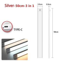 LED Motion Sensor Light Under Counter Lighting Wireless USB Rechargeable Kitchen Night Lights Magnetic 3-Colors Bedroom Lighting
