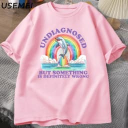 Undiagnosed But Something Is Definitely Wrong T-Shirt Vintage Men's Clothes Summer Cotton Short Sleeve T Shirt Loose Tops