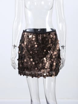 Mini Sequin Skirt Women's Skirts Iridescent Oversized Disc Sequins High-Waisted Fit Beach Vacation Outfit Woman Clothes