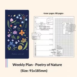 Kinbor Original Undated Weekly Planner, Illustrated Hardcover Journal with Two Pages Per Week, Portable To-Do List Notebook Slim