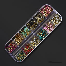 Nail Art Rhinestones Kit 2400pcs Nail Gems Ab Flatback Rhinestones Gems Stones with Storage Organizer for Design Bright Holiday