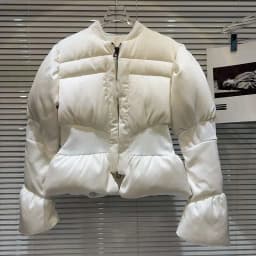 DEAT 2026 Winter New Items Fashion Women's Thread Waist Design Warm Jacket Casual Solid Color Zipper Cotton Padded Coat 11A01161