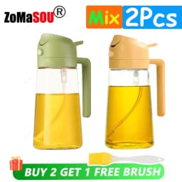 1-4Pcs 2in1 Oil Sprayer Bottle Plastic BBQ Cooking Oil Dispenser Olive Oil Pourers Sprayer Kitchen Baking Mister Vinegar Bottle