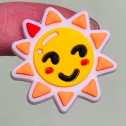 Good Quality 1pcs Kawaii Sun Expression PVC Shoe Charms Sandals Shoes Accessories Shoes Ornament Fit Kids DIY Party Xmas Gift
