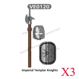 Medieval Military Castle Black Hawk Knight Building Blocks Gothic Cavalry Armor Shield Axe Soldier Figure Accessories Bricks Toy